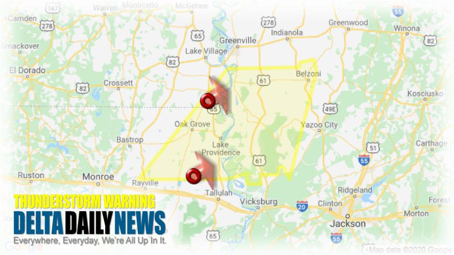 Thunderstorm Warning for E. Carroll Parish, LA and 9 More