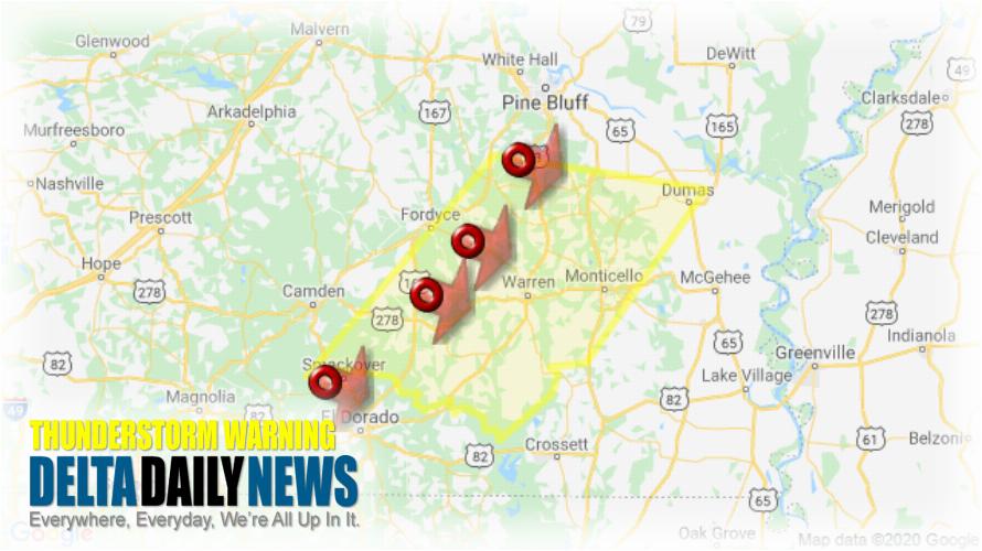 Thunderstorm Warning for Cleveland County AR and 7 More