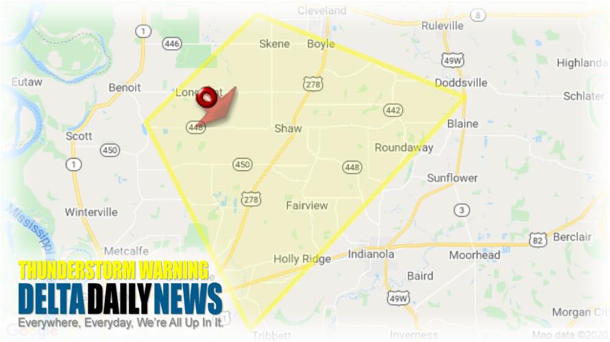 Thunderstorm Warning for Sunflower County MS and 2 More