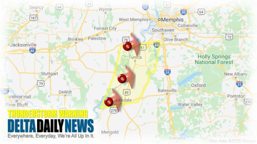 Thunderstorm Warning for Tate County MS and 6 More