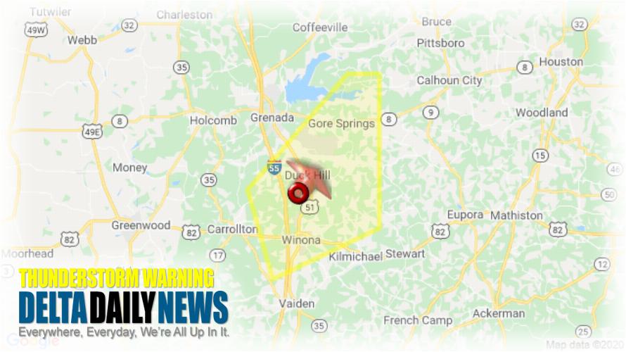 Thunderstorm Warning for Carroll County MS and 2 More