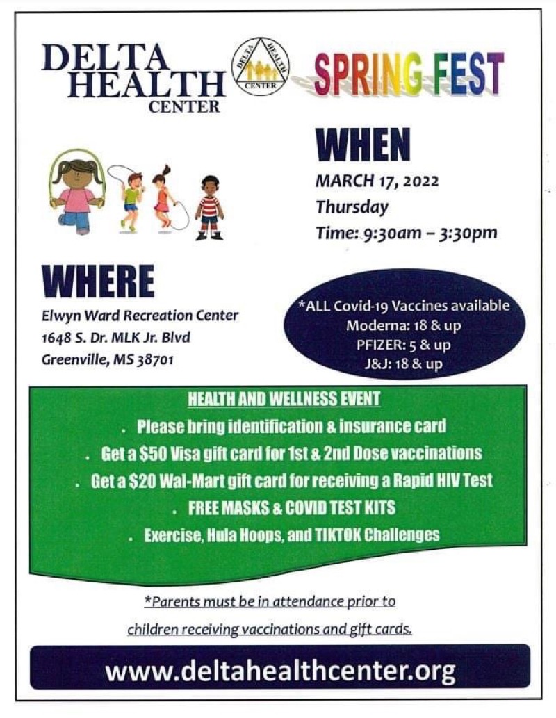 Delta Health Center Spring Fest Taking Place Today in Greenville