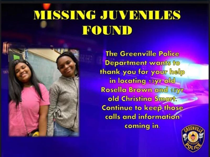Missing Greenville Juveniles Found