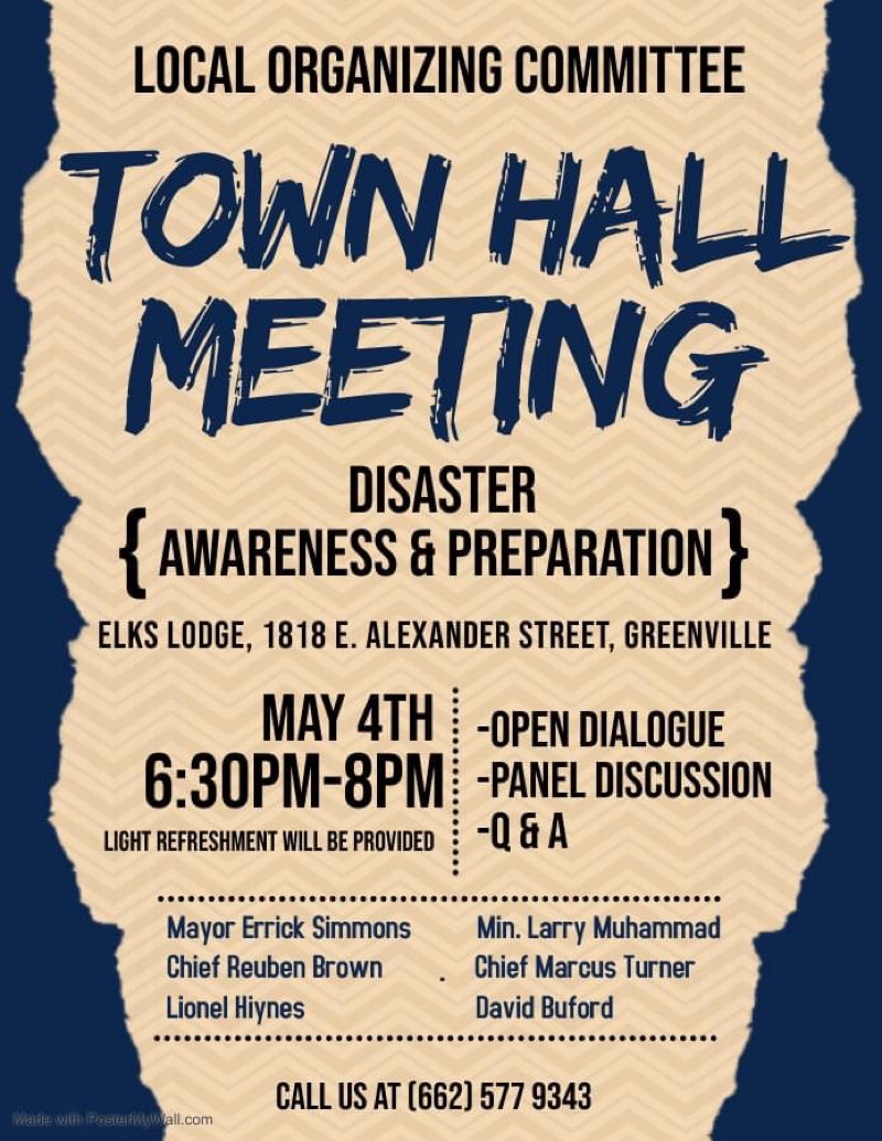 Disaster Awareness & Preparation Town Hall Meeting May 4th In Greenville