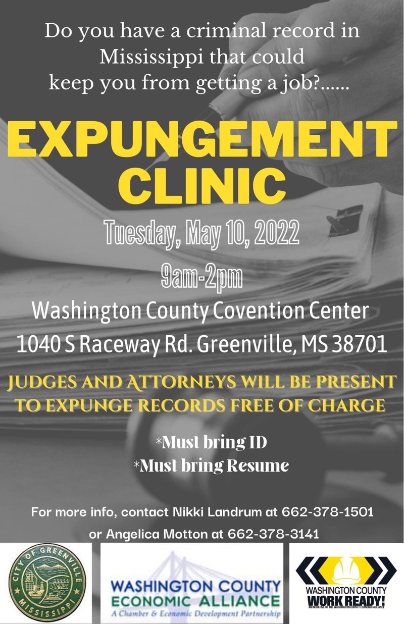 Expungement Clinic To Be Held May 10 In Greenville