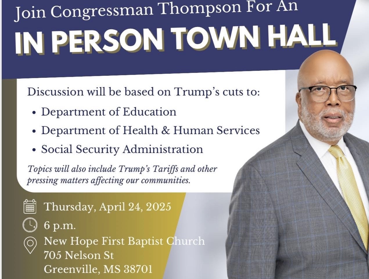 Mayor Simmons, Congressman Thompson to Hold Town Hall in Greenville