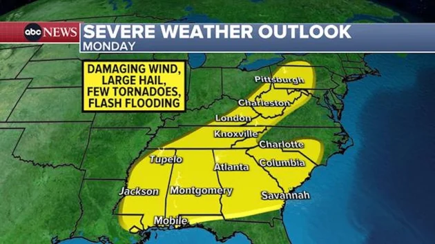 As the West bakes, severe weather continues from Mississippi to western New York