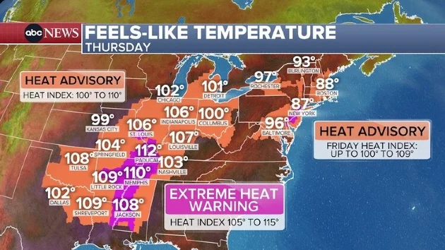 130 million people on alert as hot, sticky weather expected from Texas to Maine