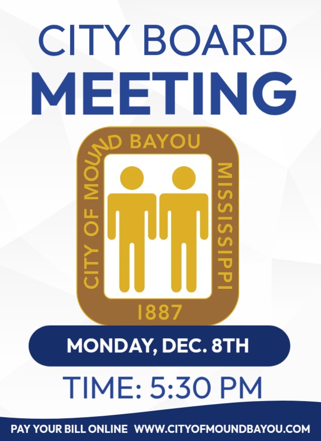 Mound Bayou Board to Meet Dec. 8 at City Hall