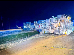 JUST IN: Early-Morning 18-Wheeler Rollover on Highway 61 Leaves One Severely Injured
