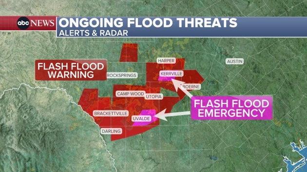 Torrential rain prompts Texas Hill Country flash flood emergency warnings