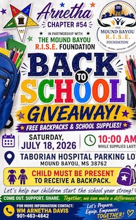 Backpack Giveaway Planned for Mound Bayou Families