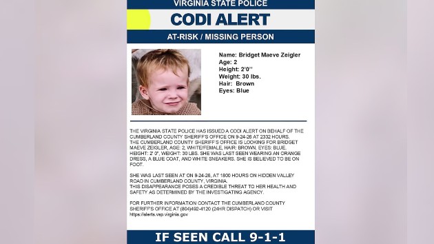 Search underway after 2-year-old Virginia girl goes missing
