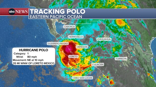 Hurricane Polo makes Baja landfall, headed for a 2nd in Mexico